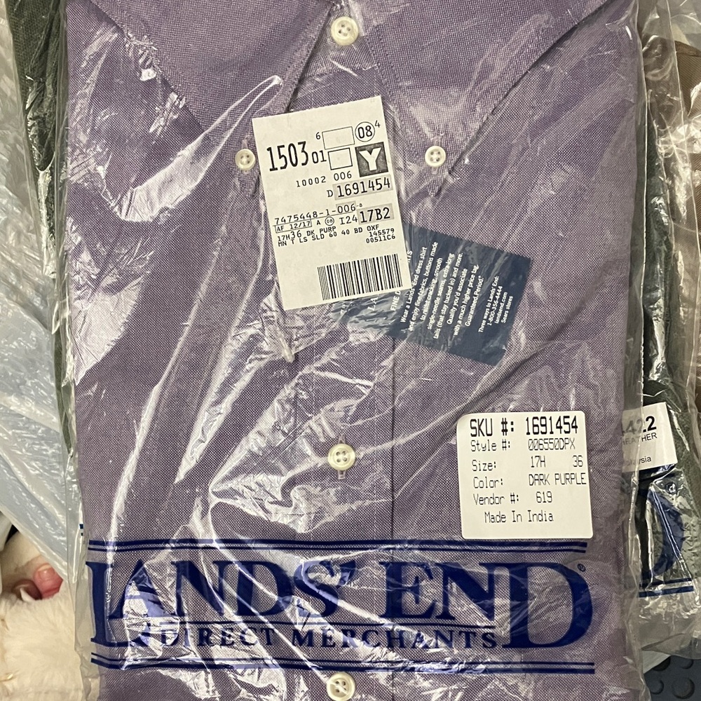 🆕Lands' End Men's Dark Purple Button Down Shirt